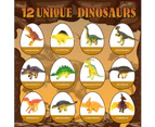 12 Pack Dino Eggs Dig Kit,Dig Up Dinosaur Fossil Eggs, Break Open 12 Unique Eggs and Discover 12 Cute Dinosaurs, Easter Digging Toy for 3-12 Year Old Boys