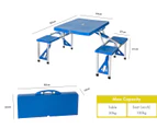 Hacienda Foldable Lightweight 4-seater Camping Table Set - Blue