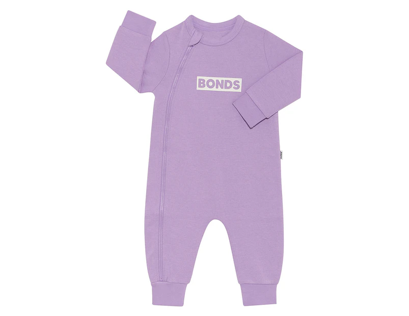 Bonds Baby Tech Sweats Zip Wondersuit - Cotton Purple Pansy