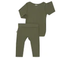 Bonds 2-Piece Baby Pointelle Long Sleeve Bodysuit  & Legging Set - Hiker Green