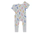 Bonds Baby Zip Wondersuit - Crayon Box/Grey Marle