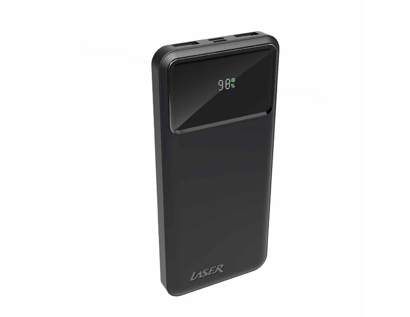 Laser Black Powerbank 10000mAh with 18W Fast PD Charging and LED Indicator - Portable, USB-C