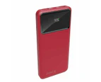 Laser Red 10000mAh Powerbank with 18W PD Fast Charging & LED Indicator - Compact, Portable