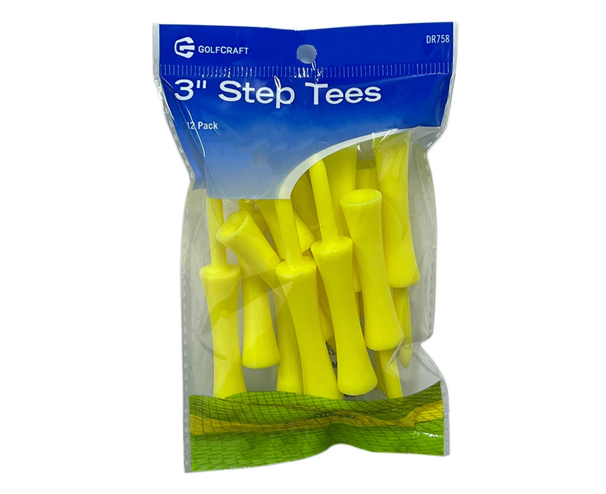 Golf Craft 3" Plastic Step Yellow Tees - 12 pack