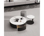 Nicole White Ceramic top with Gold Base Coffee Table Set/Zen/Modern