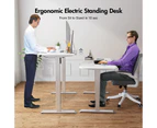 Advwin Electric Standing Desk Motorised Sit Stand Desk Ergonomic Stand Up Desk with 140 x 60cm Splice Board Bright Sliver Frame/White Table Top
