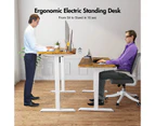 Advwin Electric Standing Desk Motorised Sit Stand Desk Ergonomic Stand Up Desk with 140 x 60cm Splice Board White Frame/Walnut Color Table Top