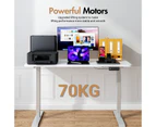 Advwin Electric Standing Desk Motorised Sit Stand Desk Ergonomic Stand Up Desk with 140 x 60cm Splice Board Bright Sliver Frame/White Table Top