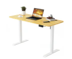 Advwin Electric Standing Desk Motorised Sit Stand Desk Ergonomic Stand Up Desk with 140 x 60cm Splice Board White Frame/Oak Color Table Top