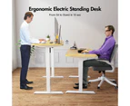 Advwin Electric Standing Desk Motorised Sit Stand Desk Ergonomic Stand Up Desk with 140 x 60cm Splice Board White Frame/Oak Color Table Top