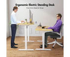 Advwin Electric Standing Desk Motorised Sit Stand Desk Ergonomic Stand Up Desk with 120 x 60cm Splice Board White Frame/Oak Color Table Top