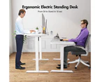 Advwin Electric Standing Desk Motorised Sit Stand Desk Ergonomic Stand Up Desk with 140 x 60cm Splice Board White Frame/White Table Top