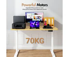 Advwin Electric Standing Desk Motorised Sit Stand Desk Ergonomic Stand Up Desk with 120 x 60cm Splice Board White Frame/Oak Color Table Top
