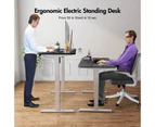 Advwin Electric Standing Desk Motorised Sit Stand Desk Ergonomic Stand Up Desk with 140 x 60cm Splice Board Bright Sliver Frame/Black Matte Table Top