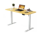 Advwin Electric Standing Desk Motorised Sit Stand Desk Ergonomic Stand Up Desk with 140 x 60cm Splice Board Bright Sliver Frame/Oak Color Table Top