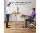 Advwin Electric Standing Desk Motorised Sit Stand Desk Ergonomic Stand Up Desk with 140 x 60cm Splice Board Bright Sliver Frame/Walnut Color Table Top