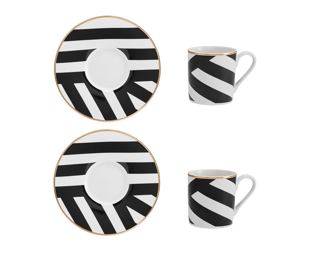 Mikasa 4-Piece Luxe Deco Geo Espresso Cups & Saucers Set