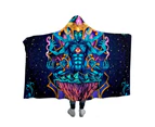 Hooded Blanket Psychedelic Microfiber Sherpa Blanket Wearable - Meditating