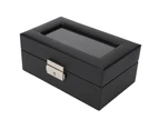 3 Slot Watch Box Lockable Small Pu Leather Watch Jewelry Storage Case With Clear Lid For Men Women Bracelet Black