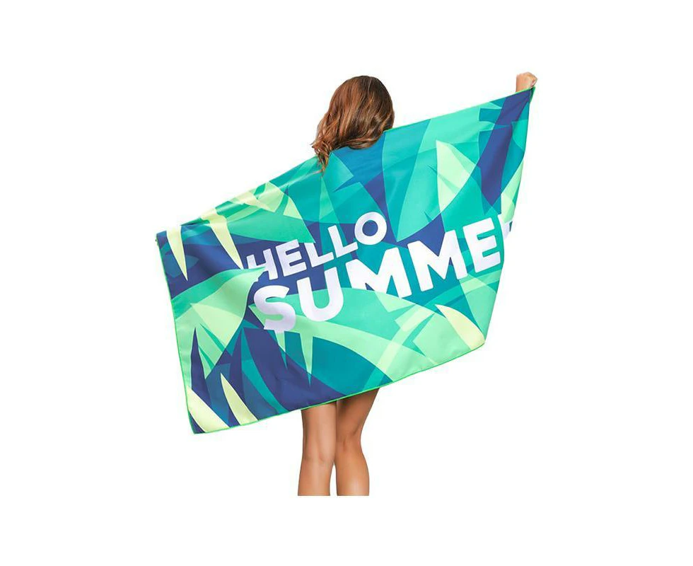 Sand Free XL Beach Towel + Bag Quick Dry Microfibre Compact Light Swimming - Hello Summer