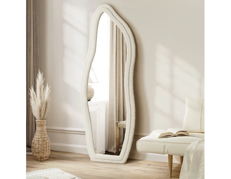 Oikiture 160cm Full Length Mirror Boucle Frame Floor Standing Mirrors Dressing Wall Mounted