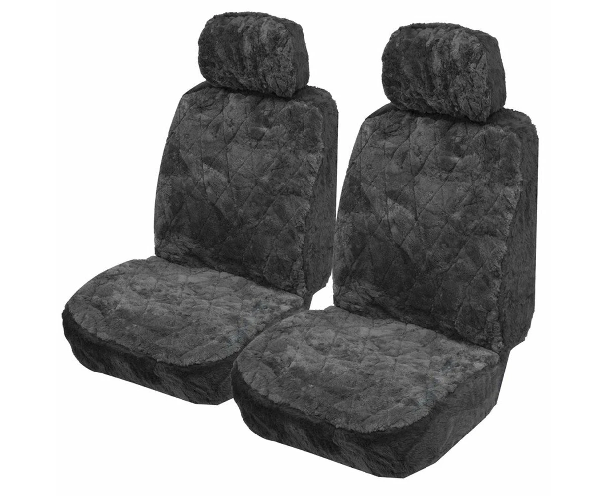 Sheepskin Seat Covers - Universal Size (14mm) - Charcoal