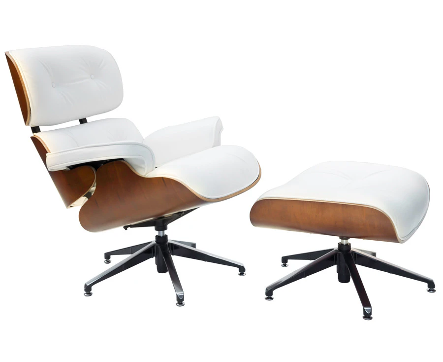 Replica Eames Lounge Chair | 5 Star Ottoman - White