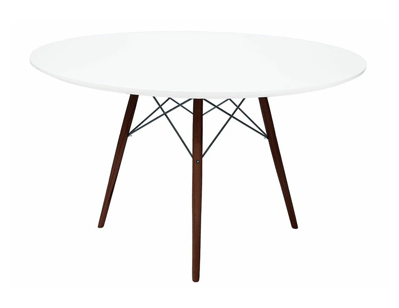 Replica Eames Eiffel Round Wood Dining Table | 120cm - Walnut & White