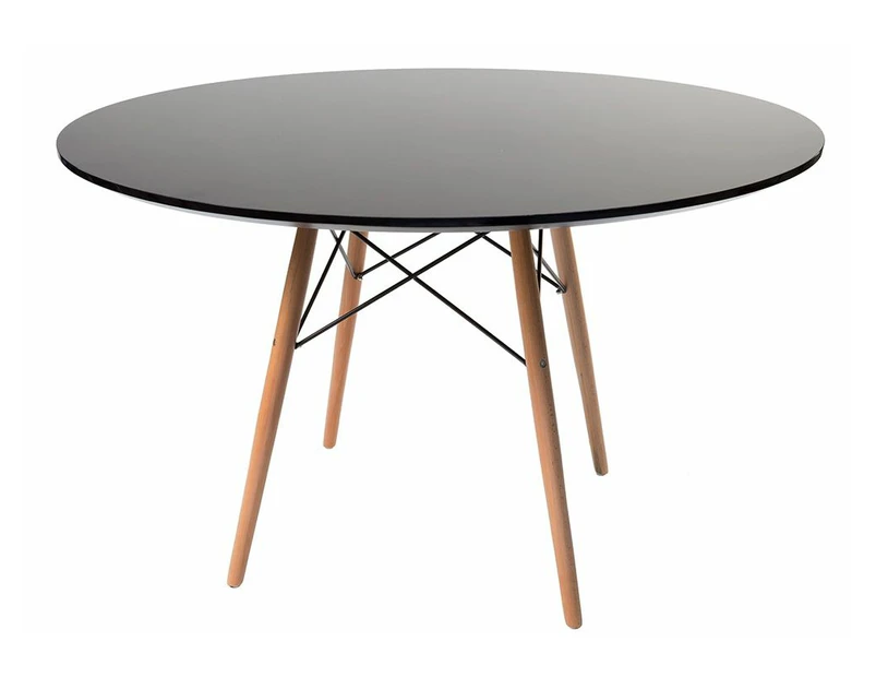 Replica Eames DSW Eiffel Round Wood Dining Table | 120cm - Natural & Black