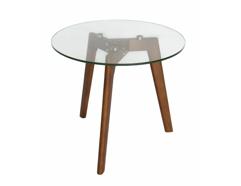 Stad Round Glass Side Table - Walnut