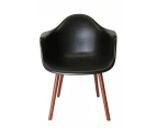 Replica Eames DAW Hal Inspired Chair | Plastic & Walnut - Black