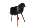 Replica Eames DAW Hal Inspired Chair | Plastic & Walnut - Black