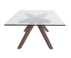 Amber Collection | Rectangular Glass Coffee Table - Walnut