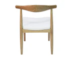 Replica Hans Wegner Elbow Chair CH20 - White & Natural