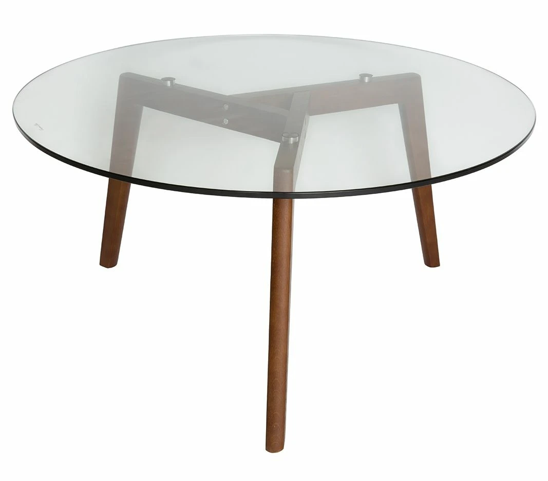 Stad Round Glass Coffee Table - Walnut