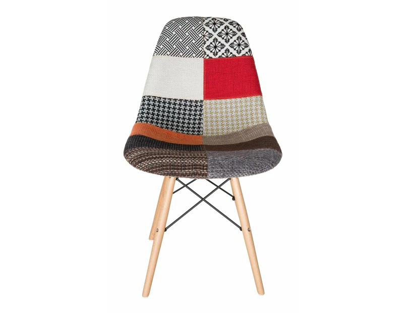 Replica Eames DSW Eiffel Chair | Fabric & Natural - Multicoloured V2