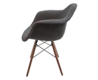 Replica Eames DAW Eiffel Chair | Fabric & Walnut - Charcoal