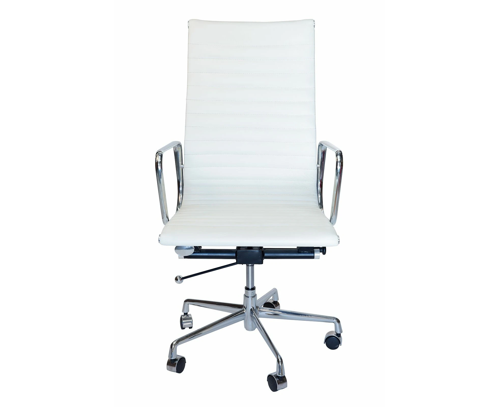 Replica Eames High Back Ribbed Leather Office Chair - White