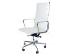 Replica Eames High Back Ribbed Leather Office Chair - White