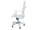 Replica Eames High Back Ribbed Leather Office Chair - White