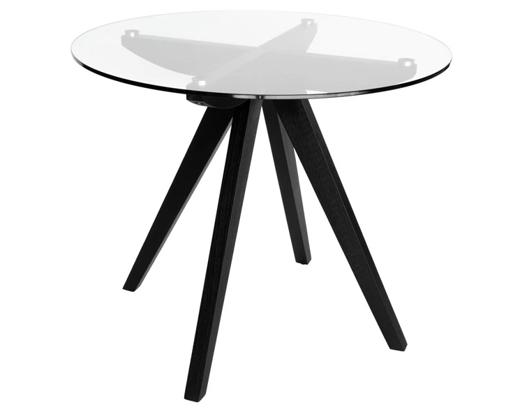 Amber Collection | Round Glass Dining Table | 90cm - Black