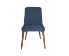 Dakota Dining Chair | Walnut Legs - Blue Fabric