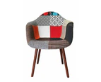 Replica Eames DAW Hal Inspired Chair | Fabric & Walnut - Multicoloured V2