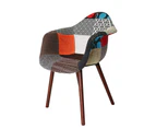 Replica Eames DAW Hal Inspired Chair | Fabric & Walnut - Multicoloured V2