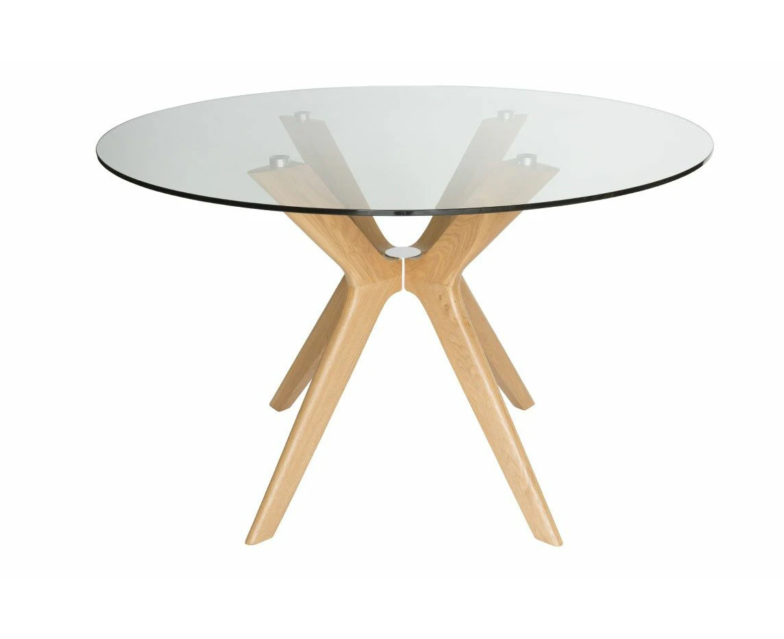 Doreen Collection | Round Glass Dining Table | 120cm - Natural