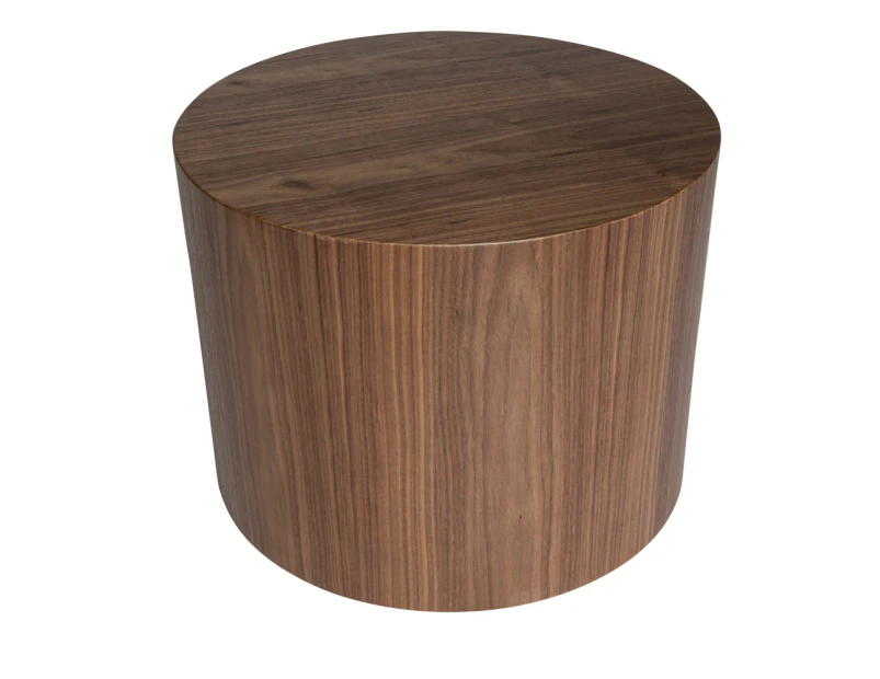 Woody Round Wood Side Table - Walnut