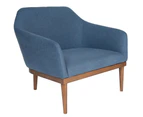 Bojan Arm Chair | Walnut Legs - Blue Fabric