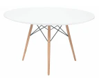 Replica Eames DSW Eiffel Round Wood Dining Table | 100cm - White & Natural