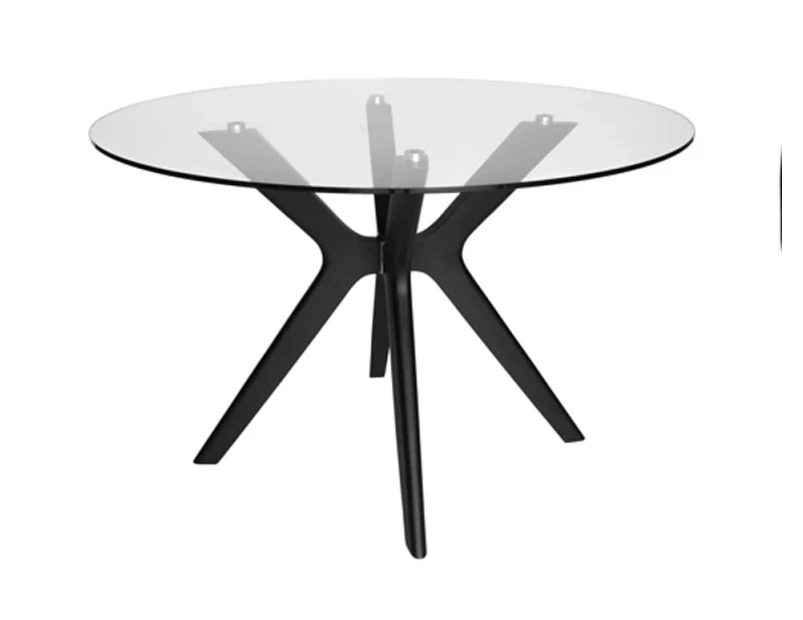 Doreen Collection | Round Glass Dining Table | 120cm - Black