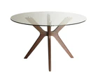 Doreen Collection | Round Glass Dining Table | 120cm - Walnut